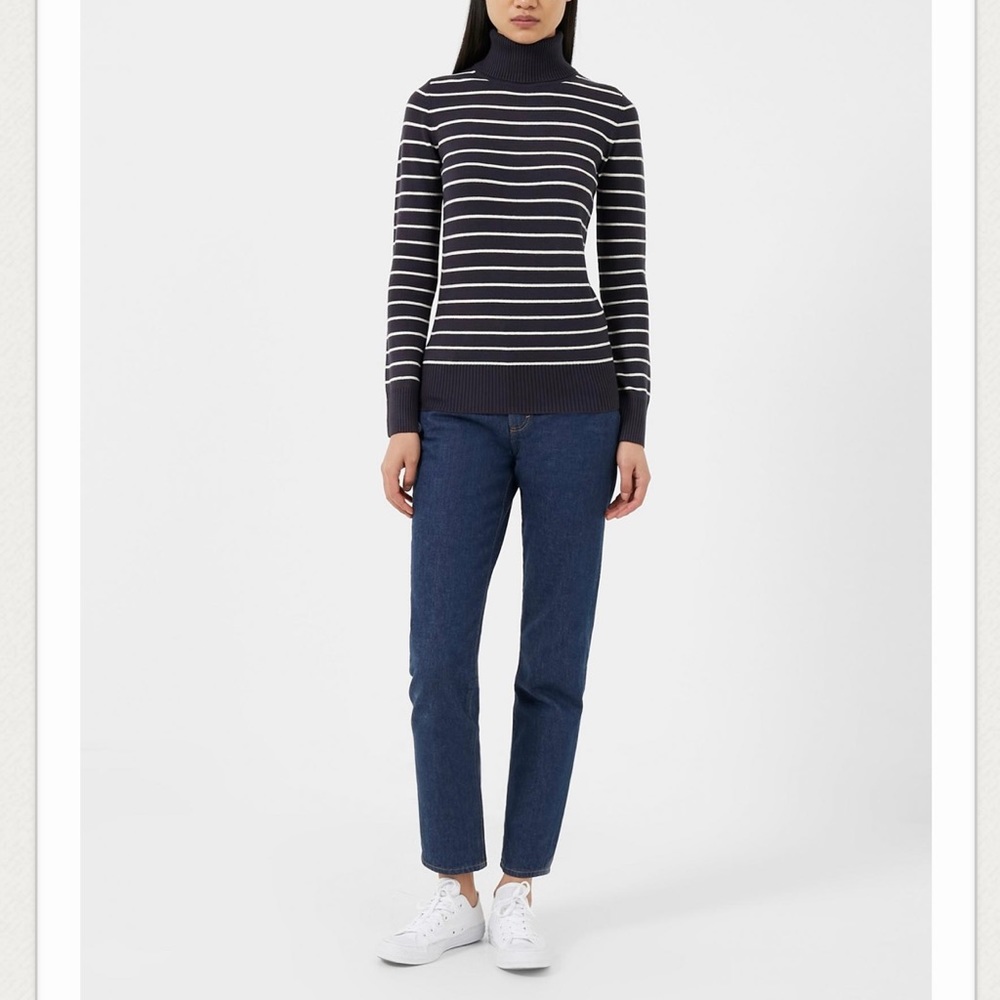 French Connection Babysoft Turtle Neck Stripe Jumper Navy/white